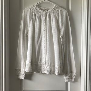 Cotton/lace button down blouse